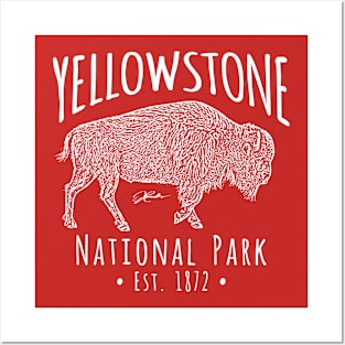 Yellowstone National Park, Walking Bison Posters and Art